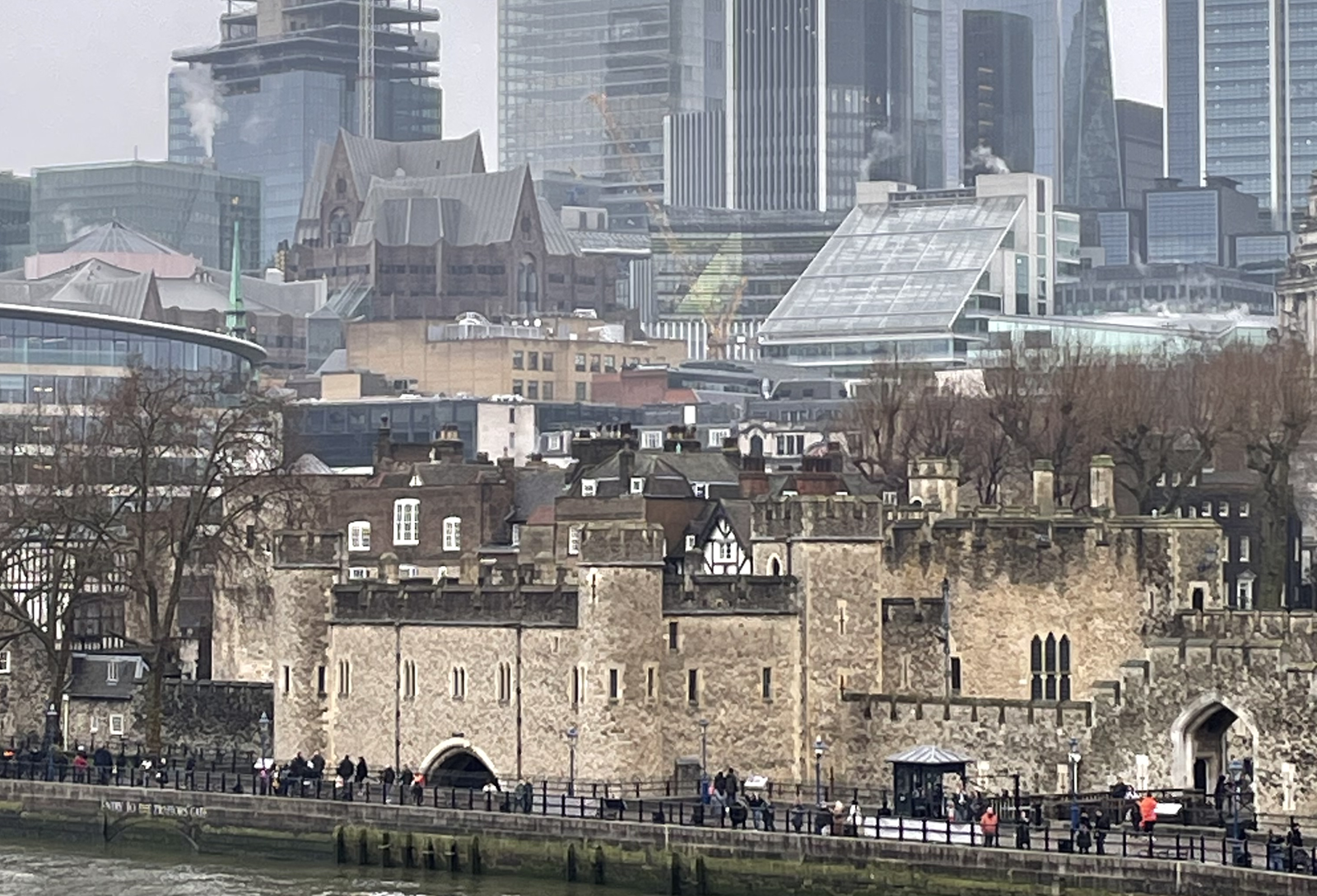 Tower of London and City of London skyline viewed from the Thames